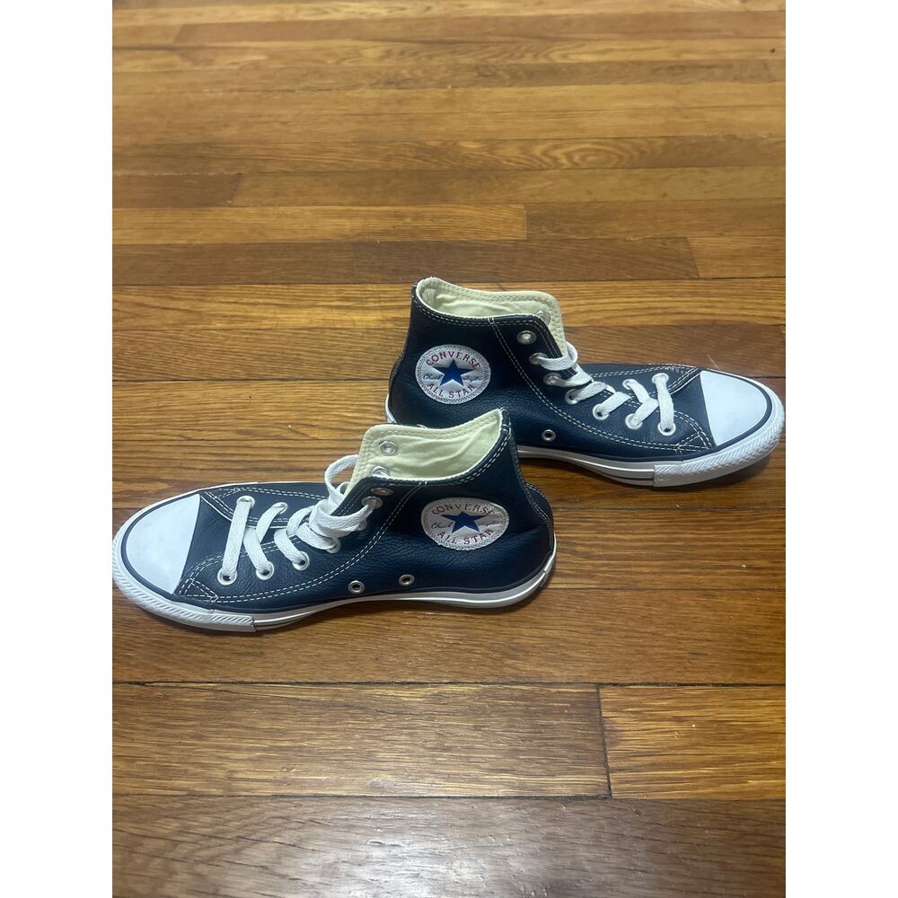 Converse Chuck Taylor All Star Leather High Top Navy Sneakers M 4.5 W 6.5 - Picture 2 of 8